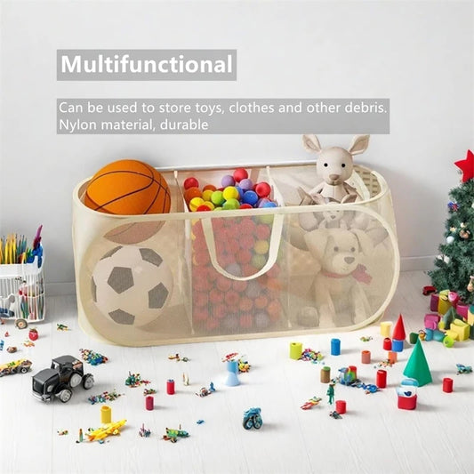 1 PCS Large Kids Toy Storage Bin Foldable Mesh Laundry Basket