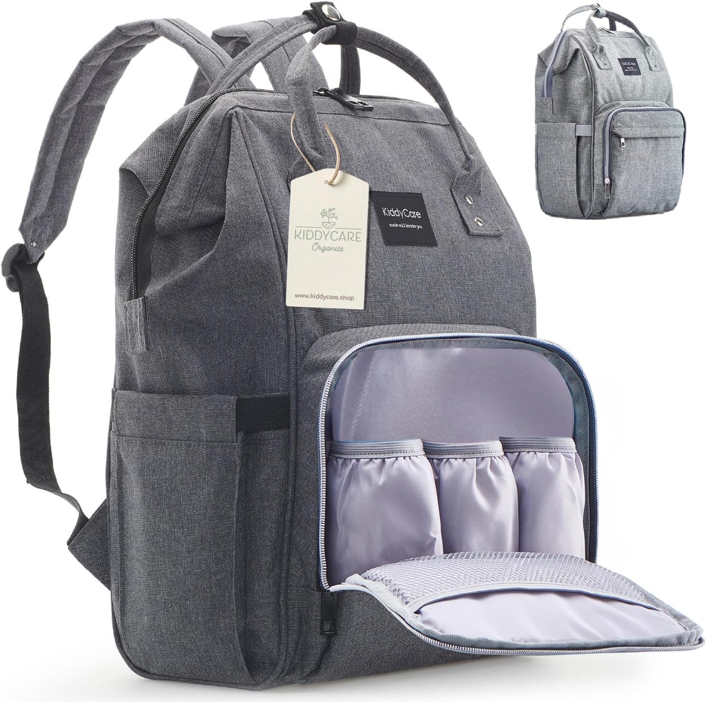 Diaper Bag Backpack | Baby Diaper Bags with Changing Station for Mom | Multifunction Travel Back Pack Maternity Baby Bags Waterproof Tote Bag Spacious, Unisex Stylish | Gray
