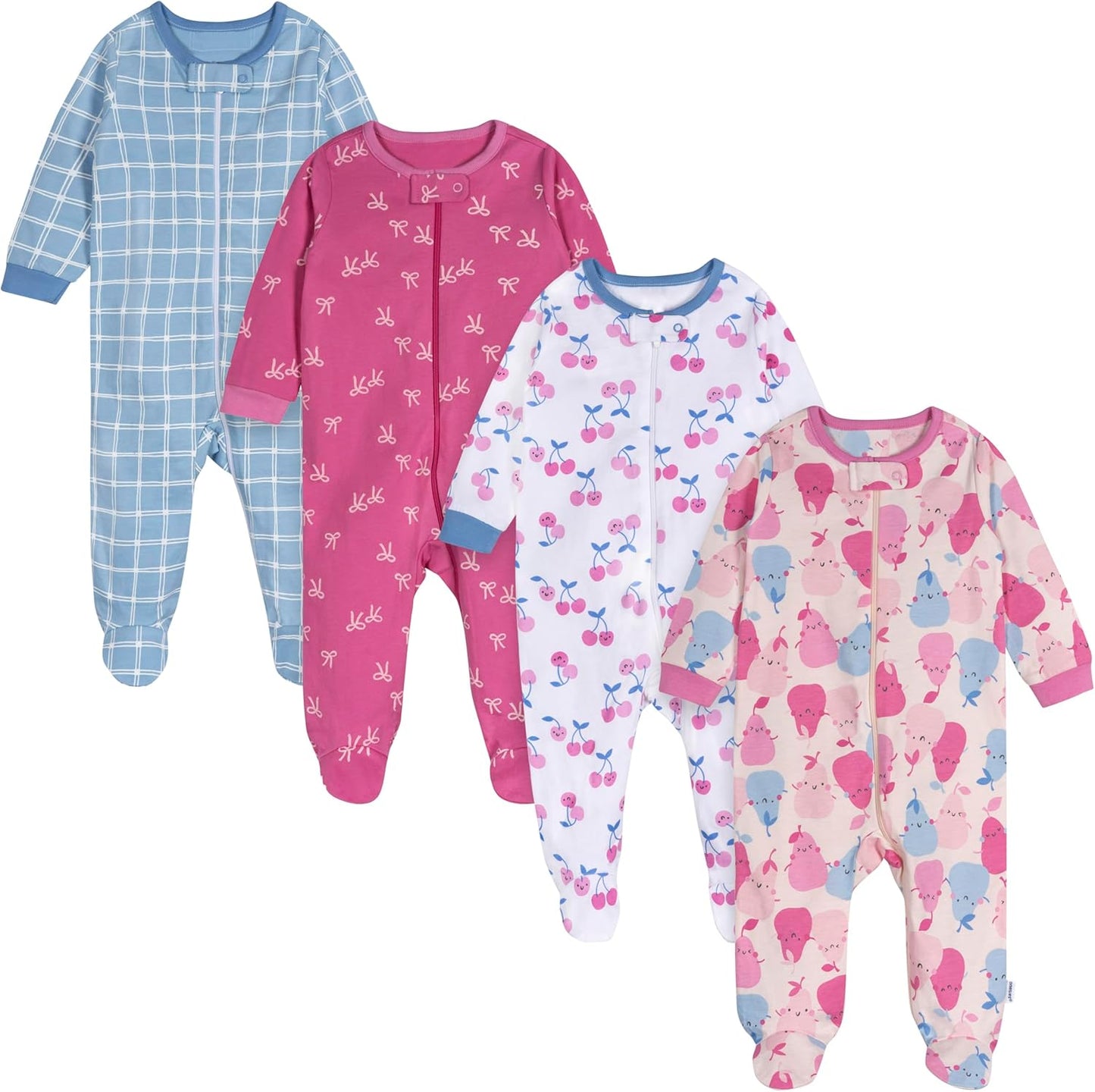 Baby-Girls 4-Pack Sleep 'N Play Footies Multi Pack