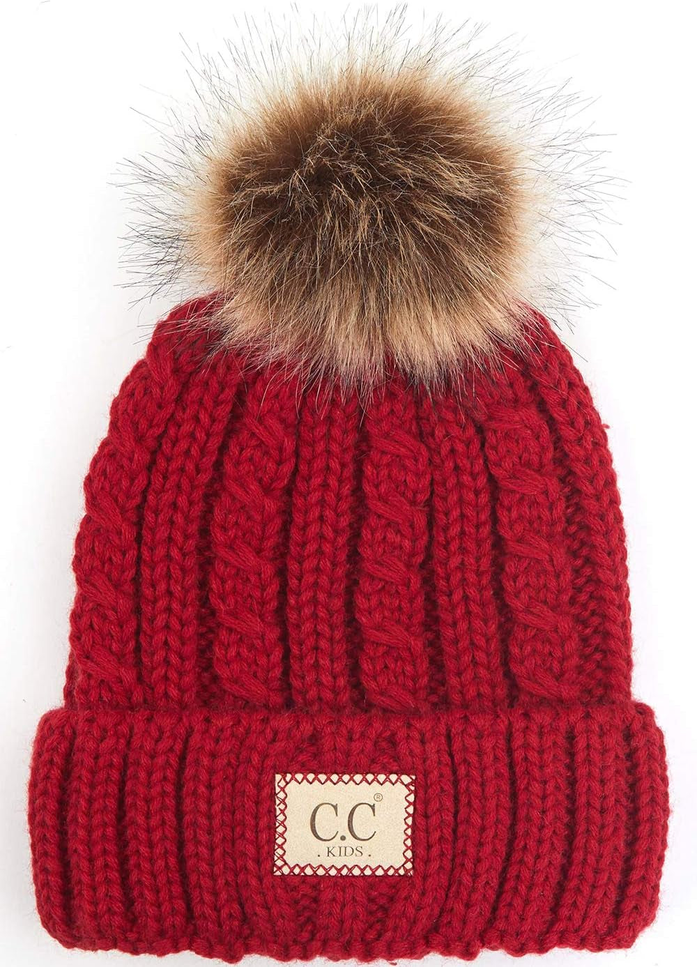 Cozy Toddler Cable Knit Pom Beanie - Warm Winter Hat for Kids