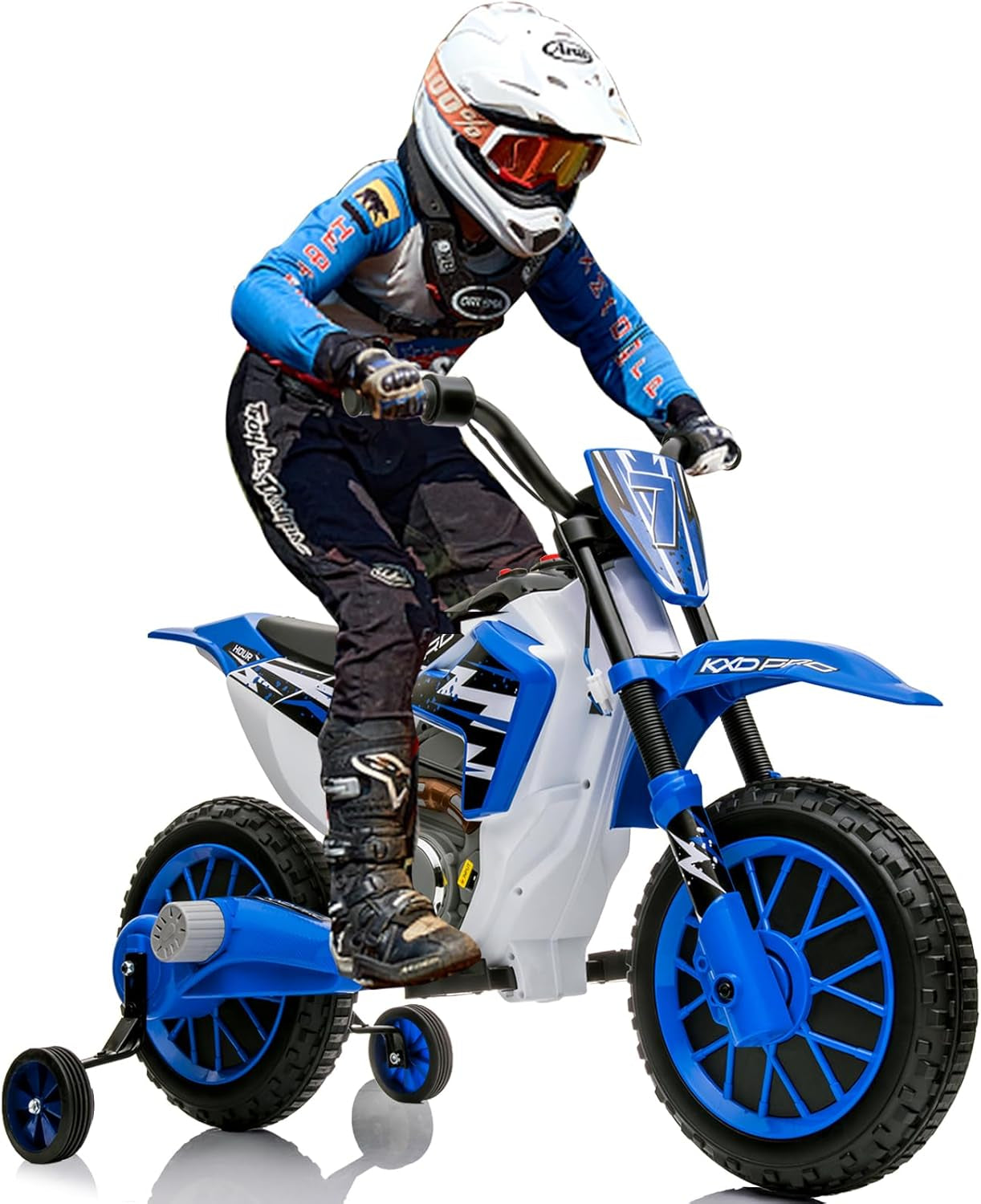 12V7AH Ride on Motorcycle for Kids W/Training Wheels, Spring Suspension