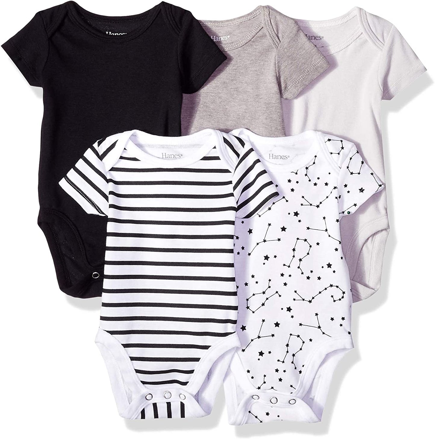 Baby Bodysuits, Ultimate Flexy Short Sleeve for Boys & Girls, 5-Pack