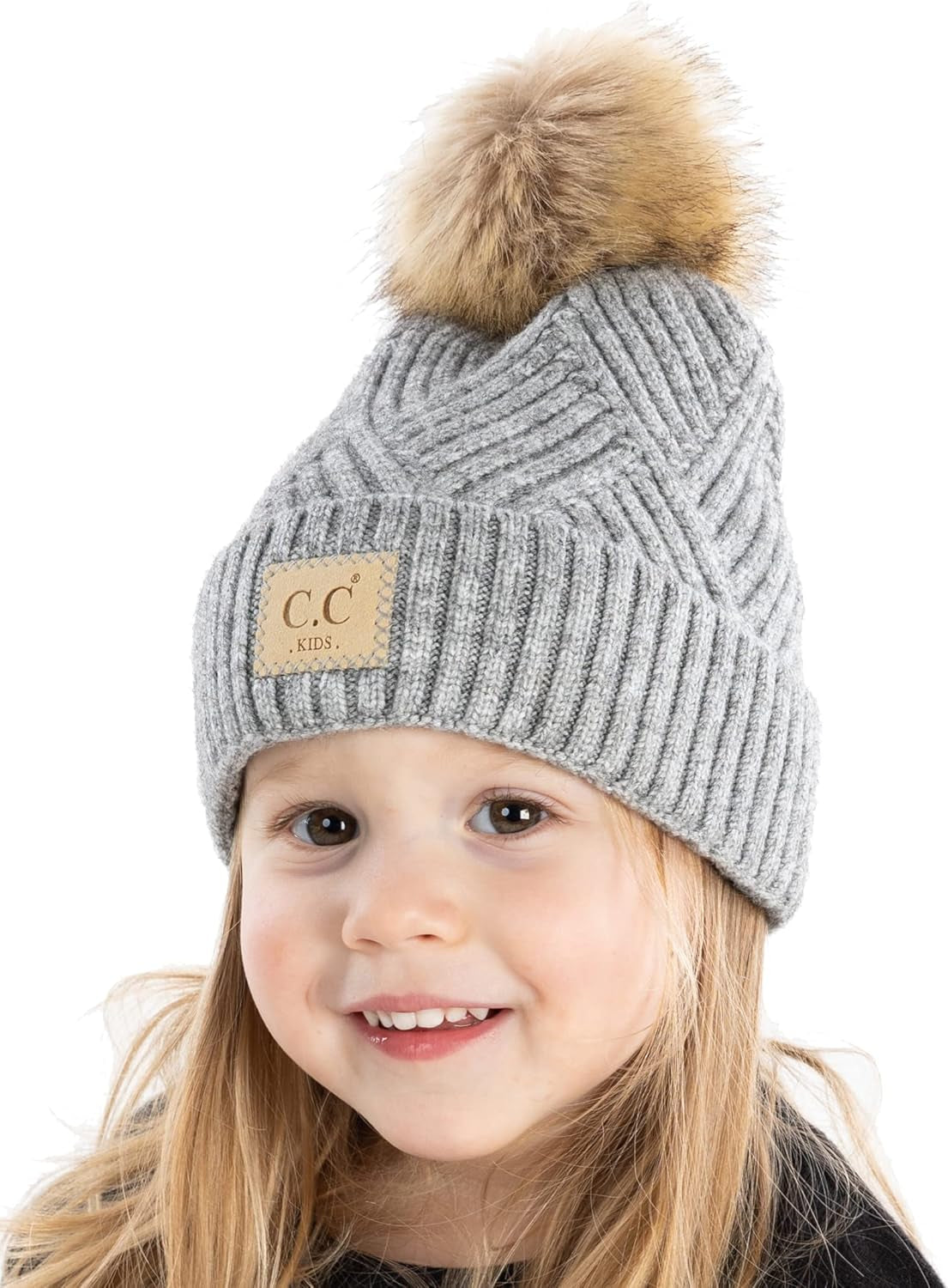 Cozy Toddler Cable Knit Pom Beanie - Warm Winter Hat for Kids