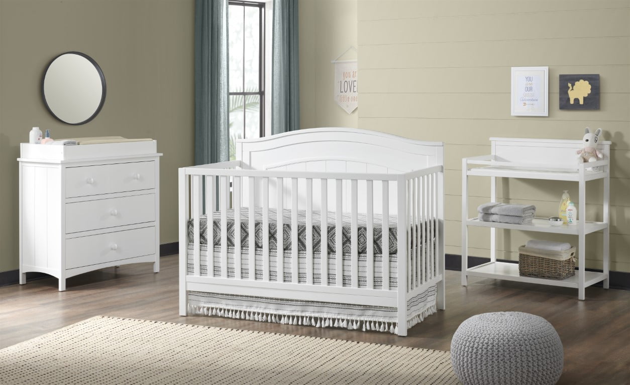 North Bay 4-In-1 Convertible Crib, Snow White, GREENGUARD Gold Certified, Wooden Crib