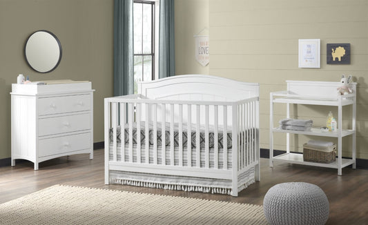 North Bay 4-In-1 Convertible Crib, Snow White, GREENGUARD Gold Certified, Wooden Crib