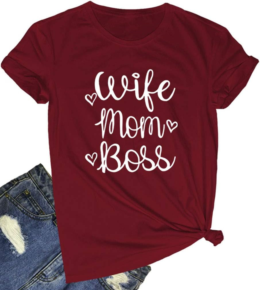 Women Wife Mom Boss Graphic Funny T Shirts Cute Tees