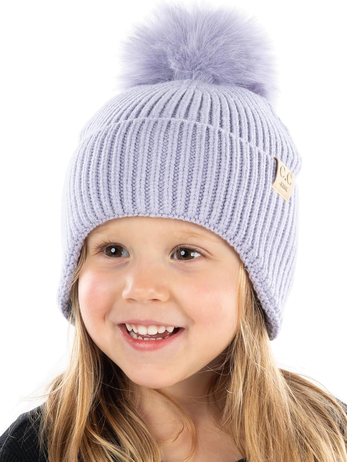 Cozy Toddler Cable Knit Pom Beanie - Warm Winter Hat for Kids