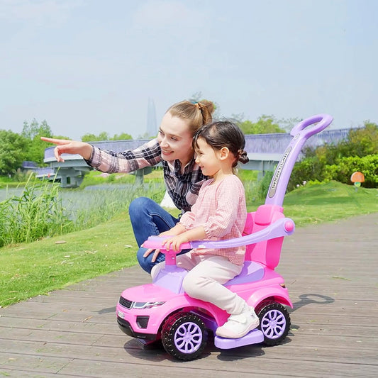 2 in 1 Toddlers Ride on Push Car Stroller with Horn, Music, and Light Function 1-3 Years