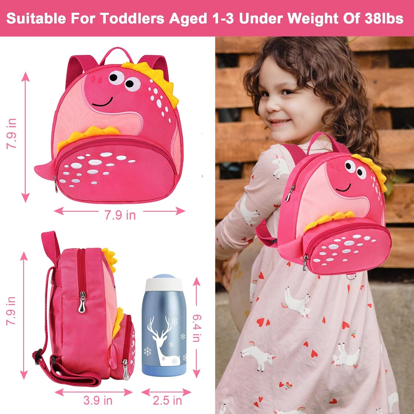  Cute Dinosaur Harnesses with Kids anti Lost Wrist Link,  Wristband Tether Strap and Protection Leashes