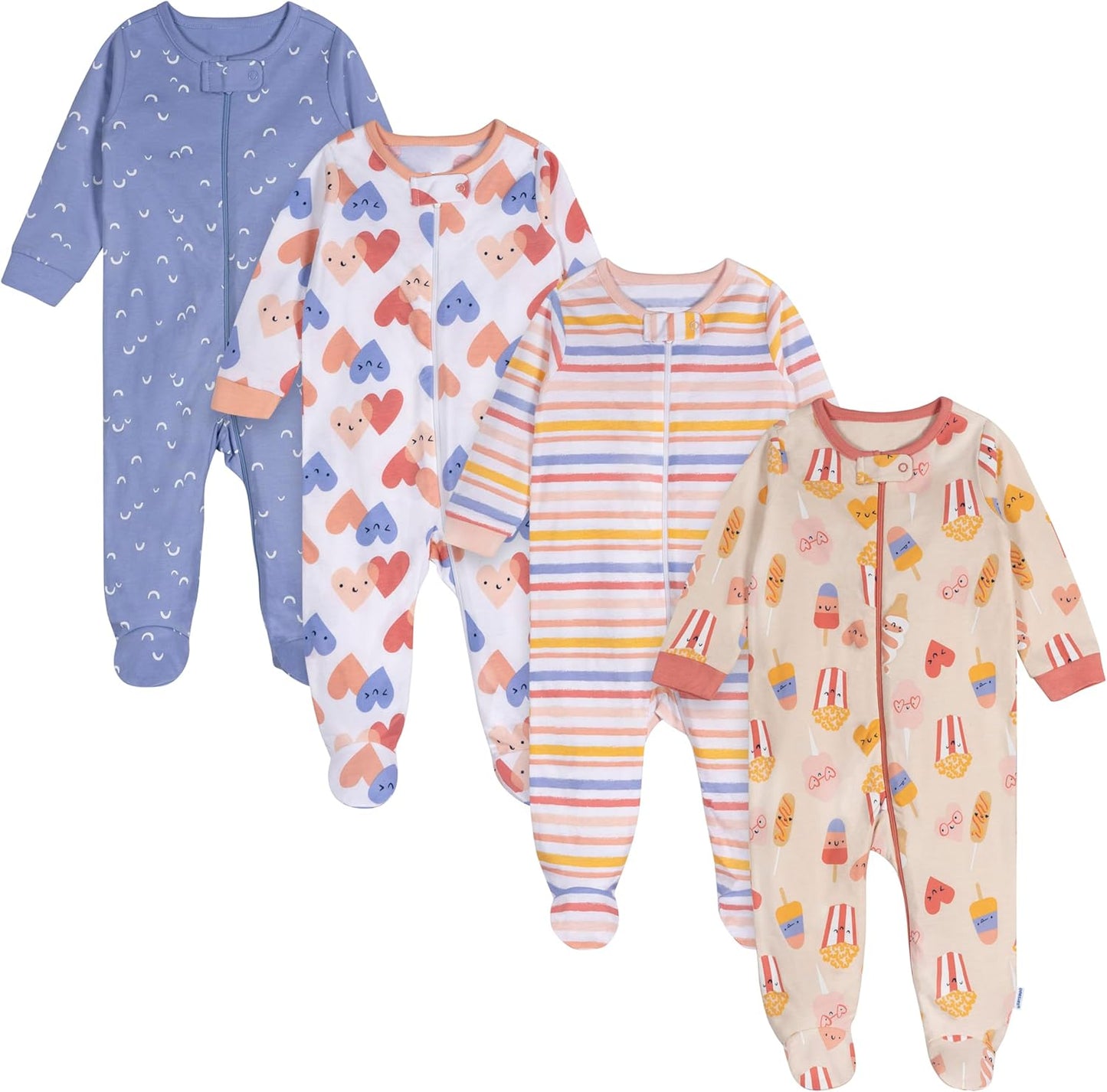 Baby-Girls 4-Pack Sleep 'N Play Footies Multi Pack
