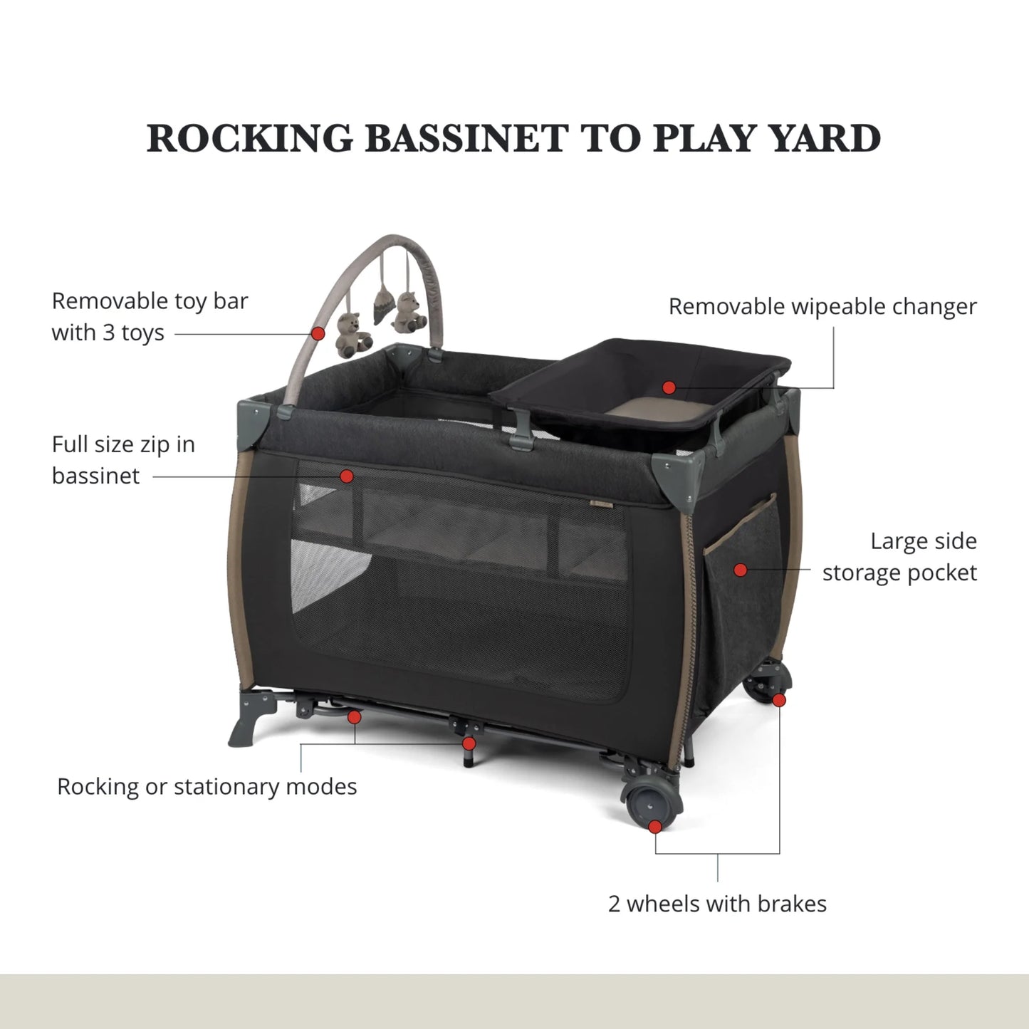Play Yard with Full Size Rocking Bassinet, Castle Point