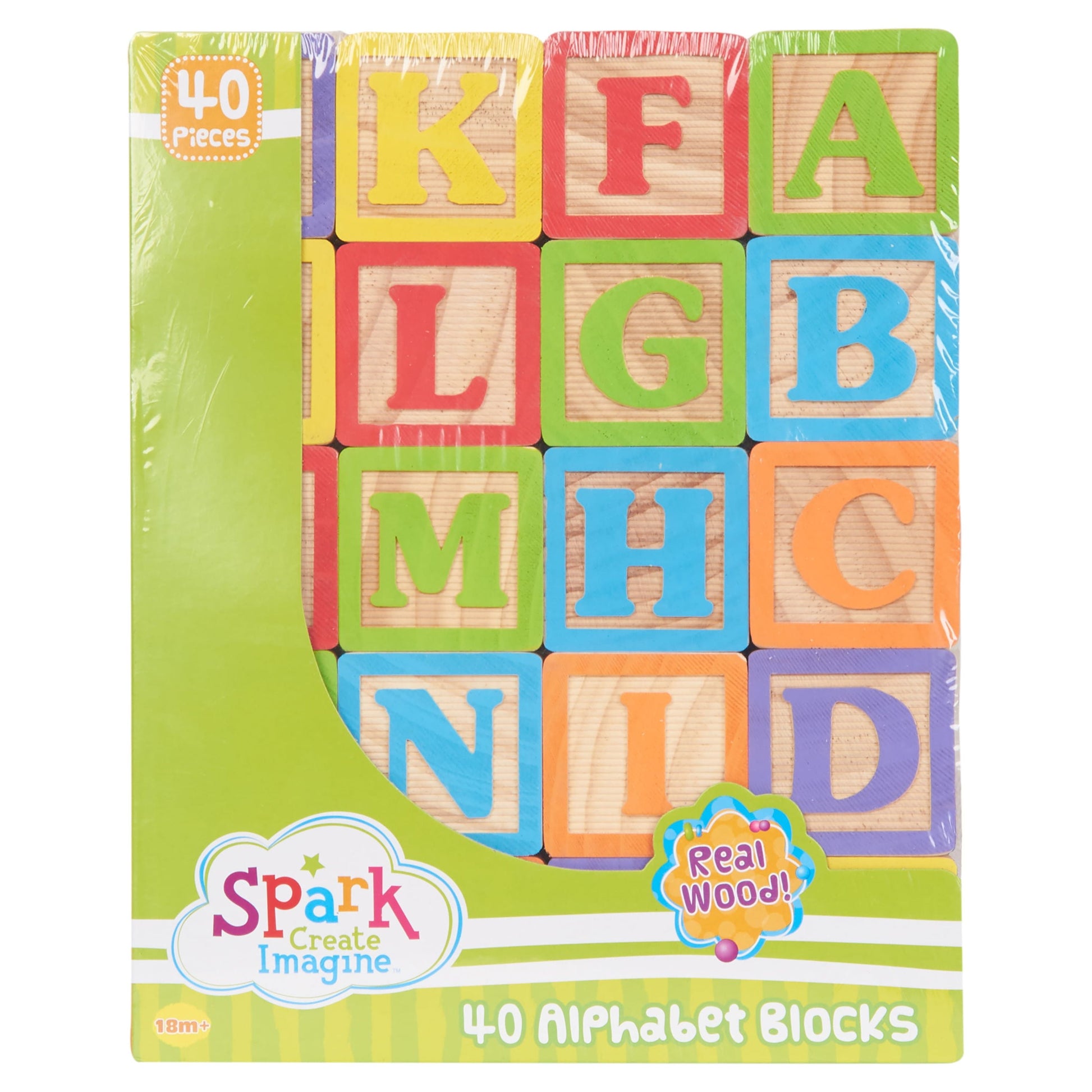 ABCs and Numbers Wooden Blocks, 40 Pieces, Baby and Toddler Toys for Ages 18 Months and Older