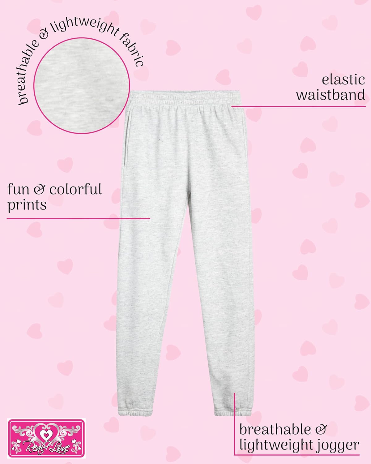 Girls Sweatpants - 4 Pack Basic Solid Active Soft Fleece Pull on Girls Joggers with Pockets (Sizes: 5-16)