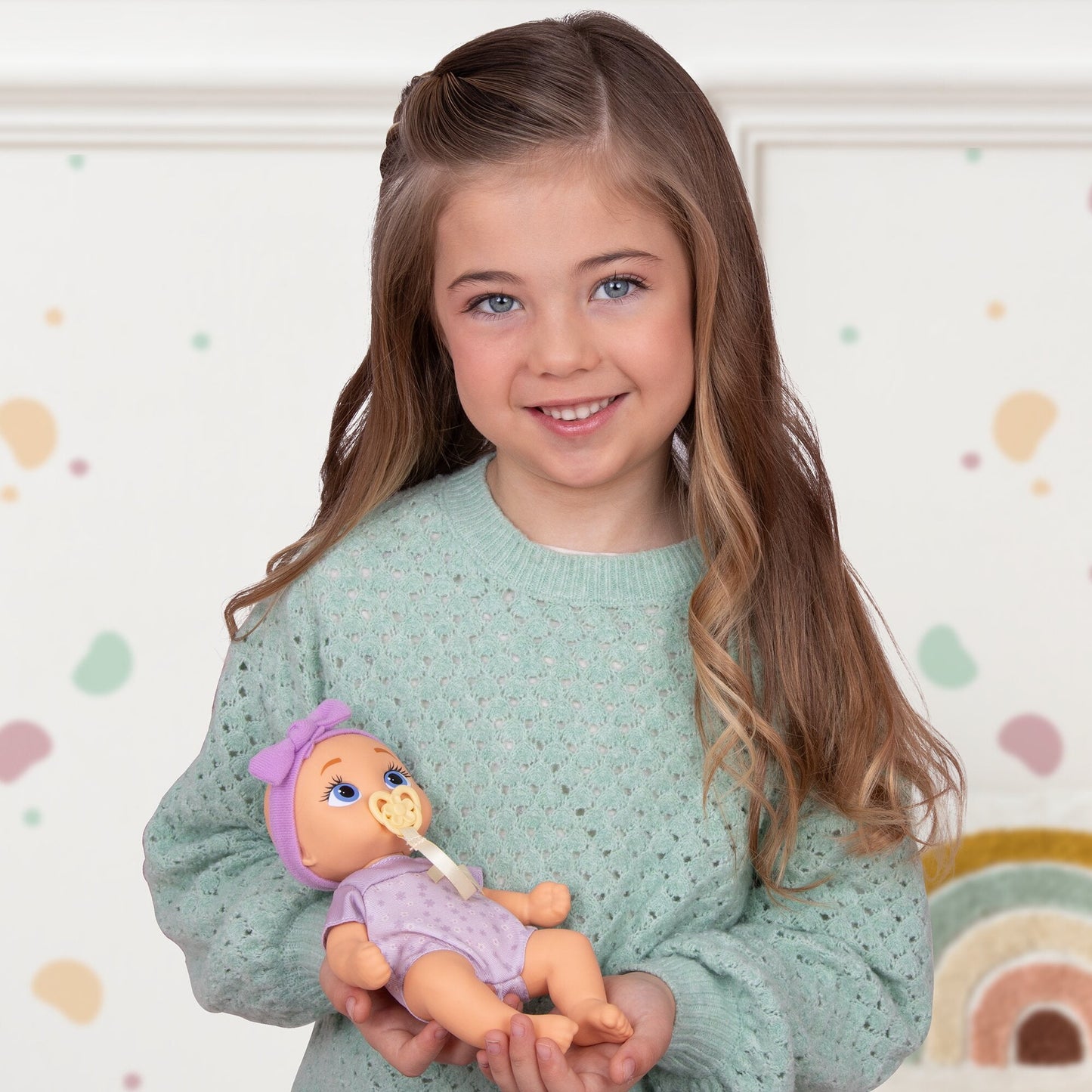 Mini Jessie Realistic Doll, Soft Skin, Lilac Outfit, 9-Inch Tall,18M+