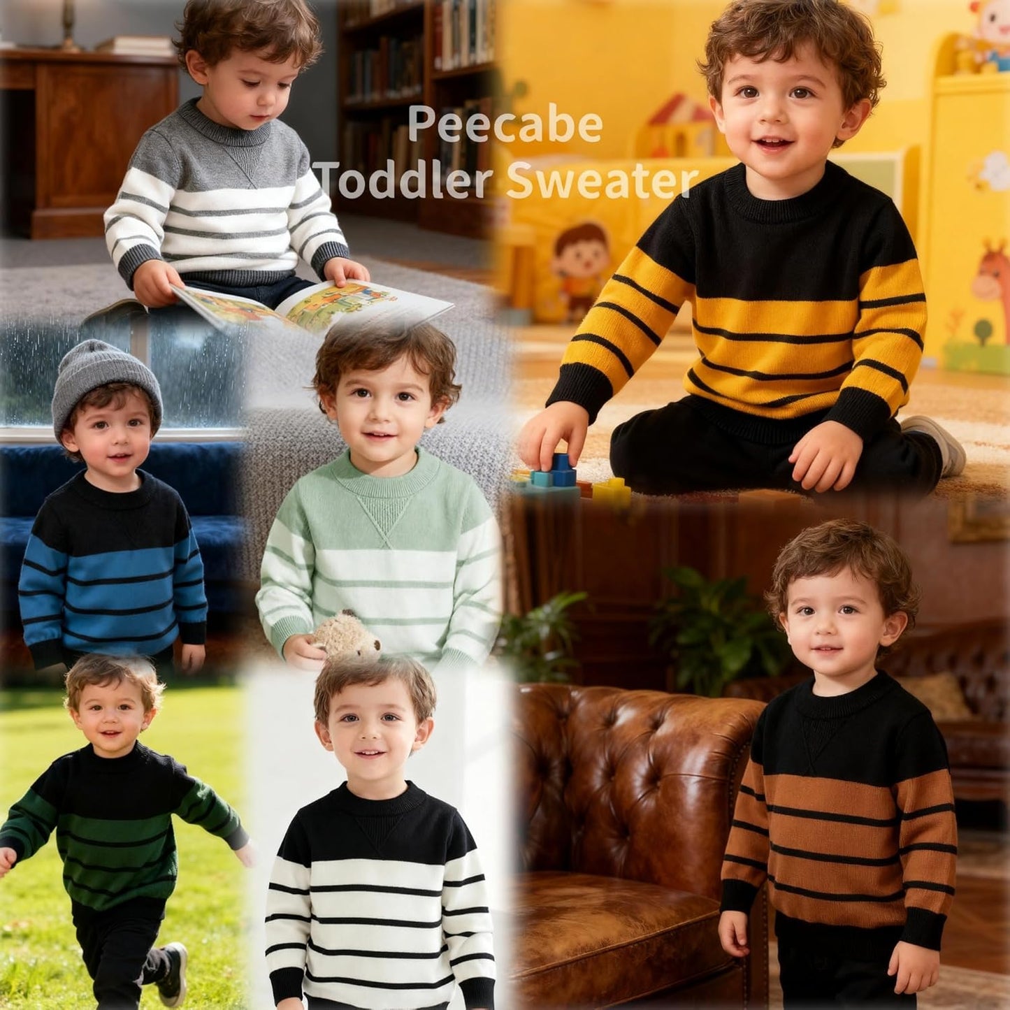  Long Sleeve Crewneck Striped Cotton Pullover Sweatshirt  1-5T