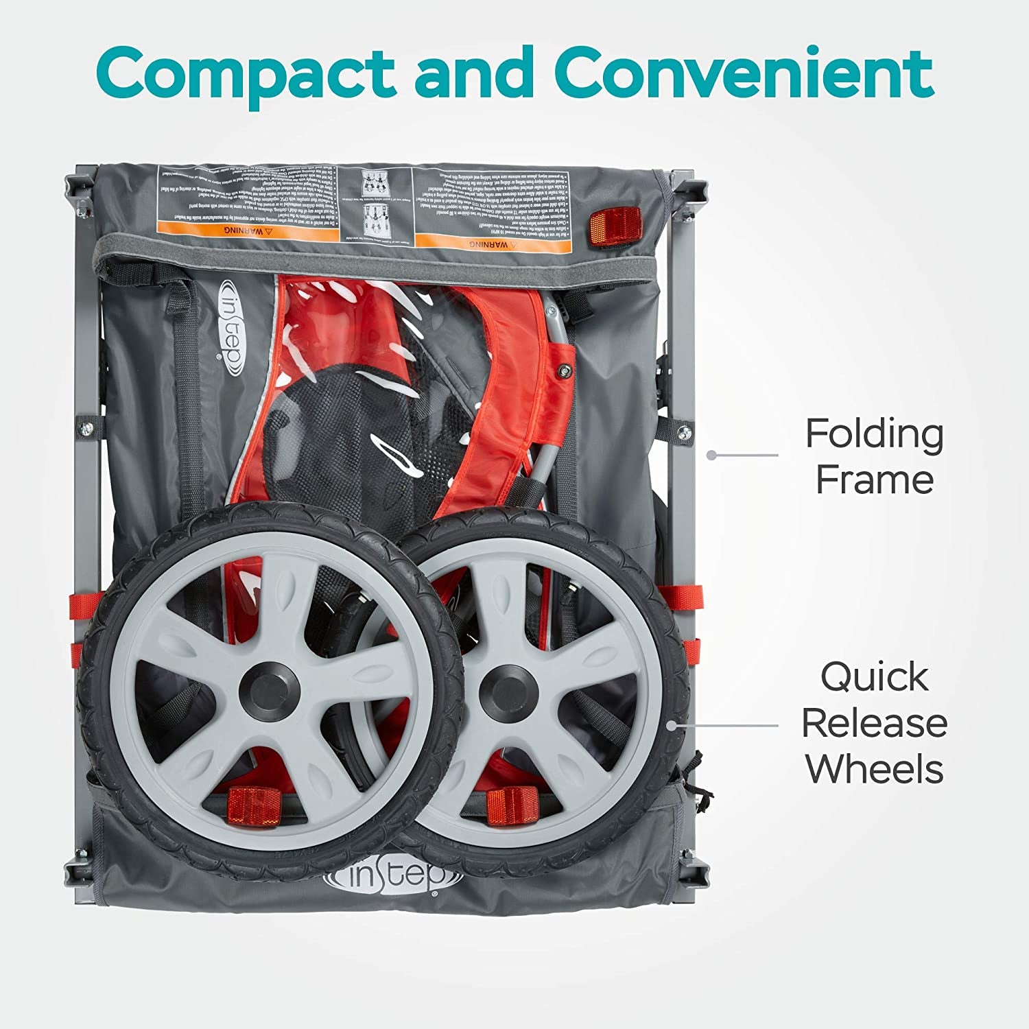 Single or Double Seat, Universal Coupler, Folding Frame, Quick-Release Wheels, Canopy with Bug Screen and Weather Shield, Bike Trailer for Kids