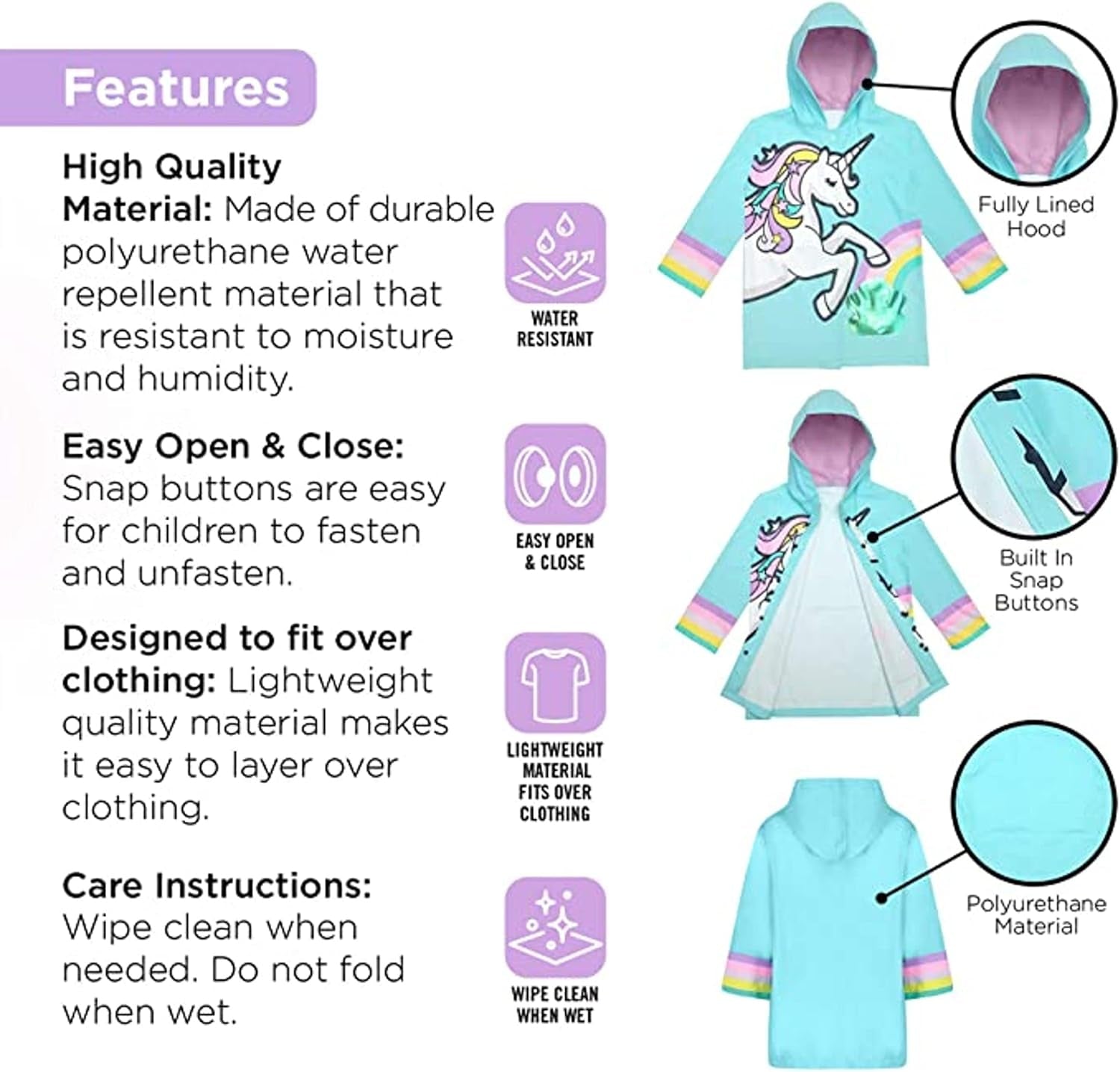 Kids Umbrella & Rain Coats Set - for Girls and Boys 3-9Y  