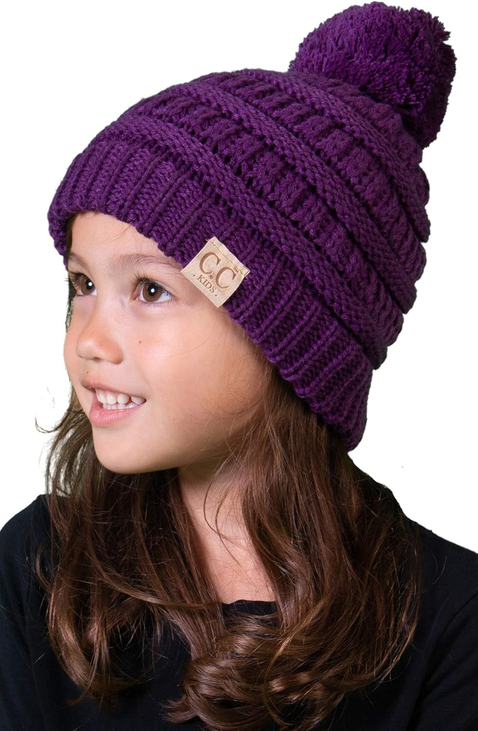Cozy Toddler Cable Knit Pom Beanie - Warm Winter Hat for Kids