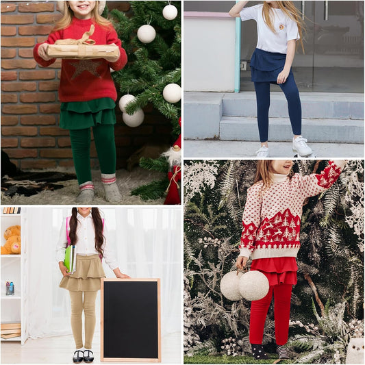 Little Girls Leggings with Ruffle Tutu Skirts Kids Footless Tights
