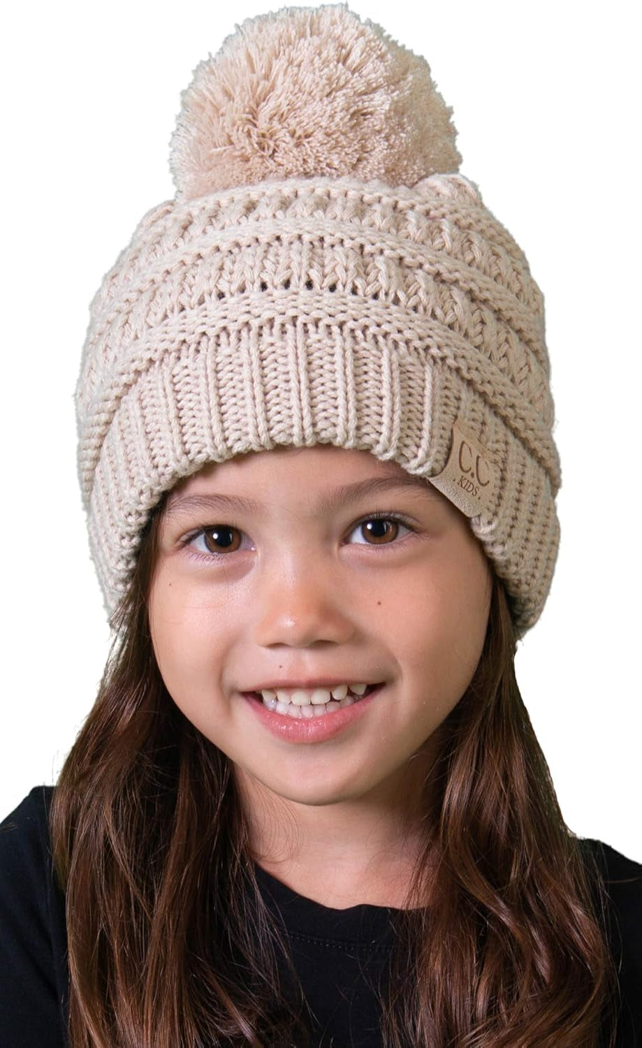 Cozy Toddler Cable Knit Pom Beanie - Warm Winter Hat for Kids