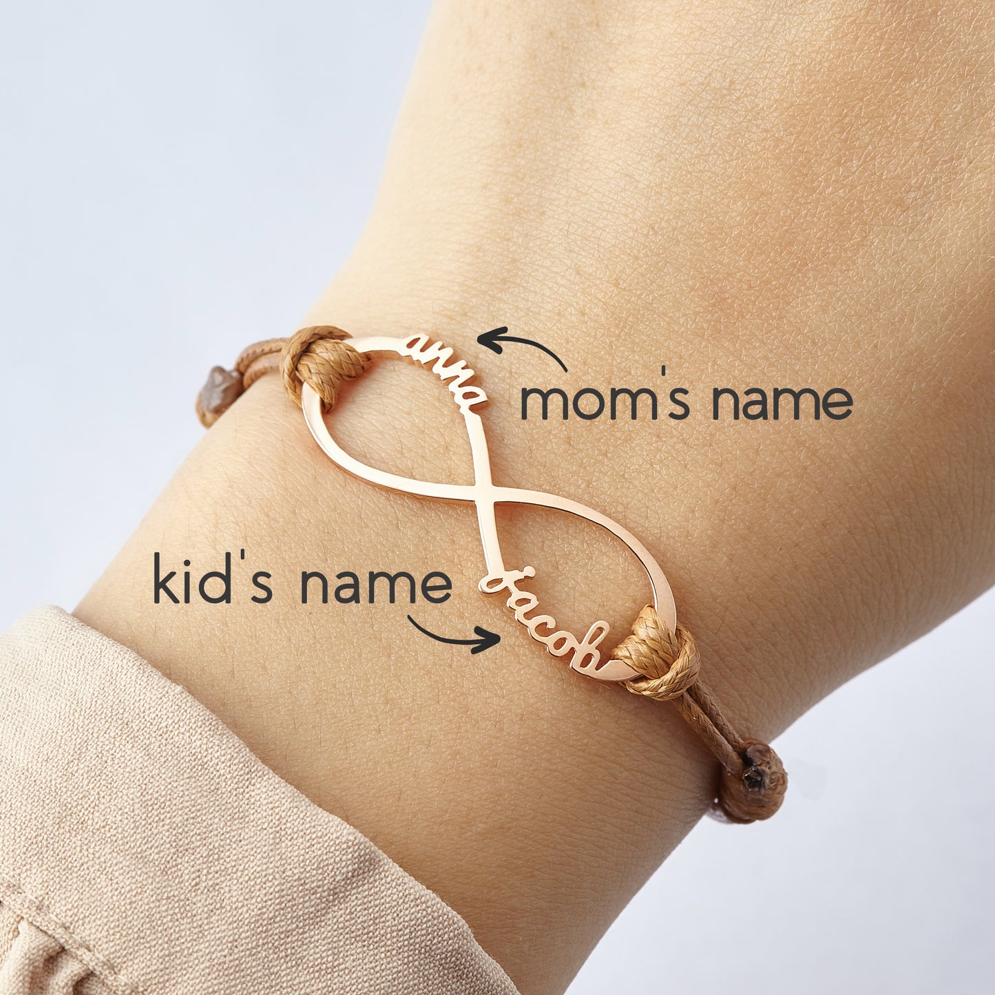 Mom Bracelet With Kids Names, Infinity Bracelet With Names