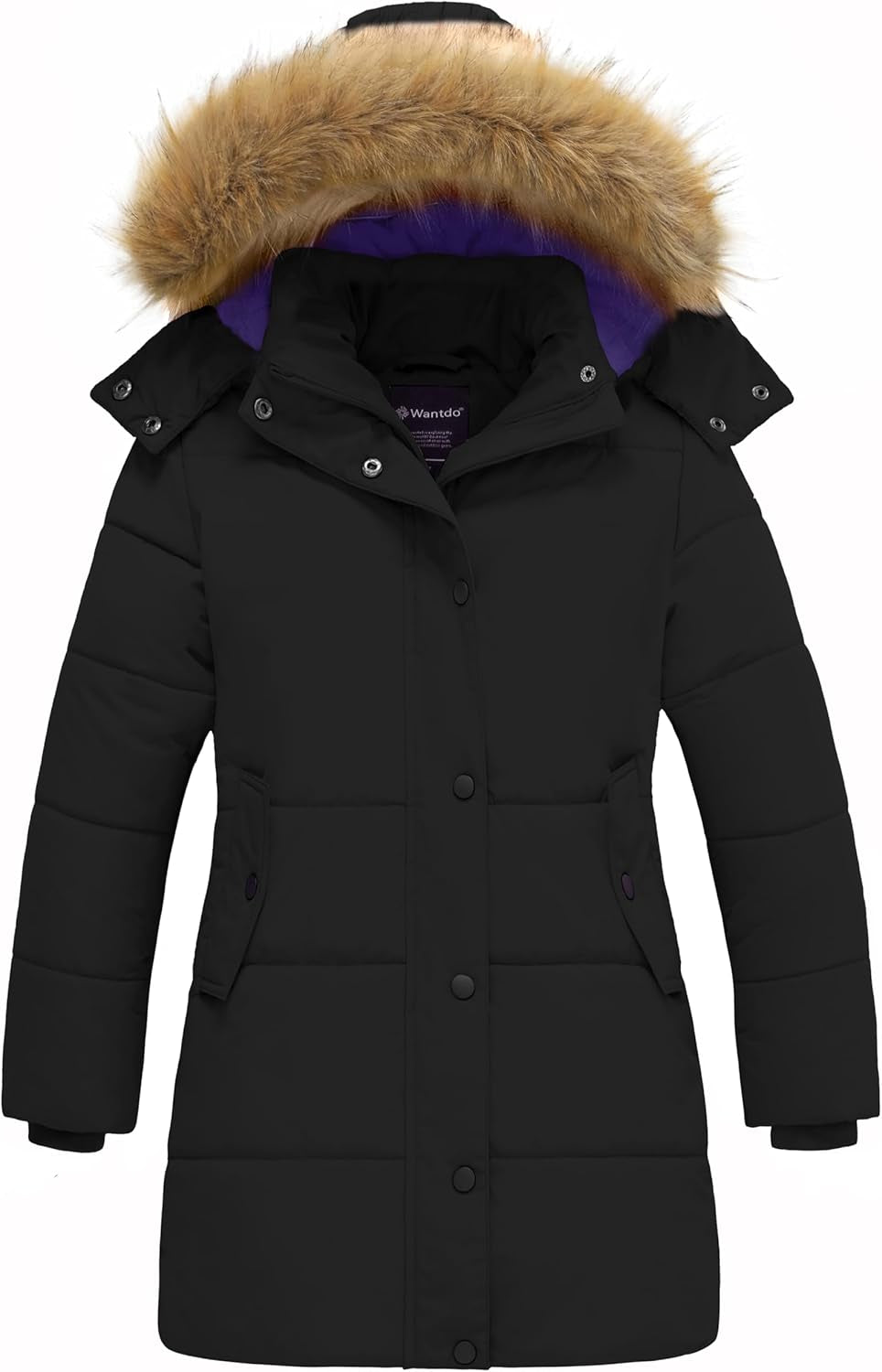Girl'S Winter Coat Long Puffer Jacket Fleece Parka with Hood Waterproof