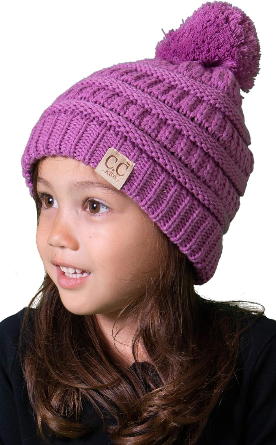 Cozy Toddler Cable Knit Pom Beanie - Warm Winter Hat for Kids