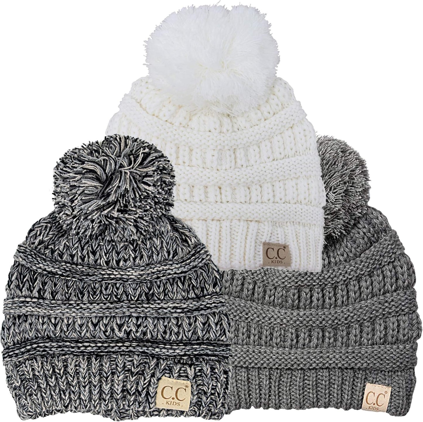 Cozy Toddler Cable Knit Pom Beanie - Warm Winter Hat for Kids