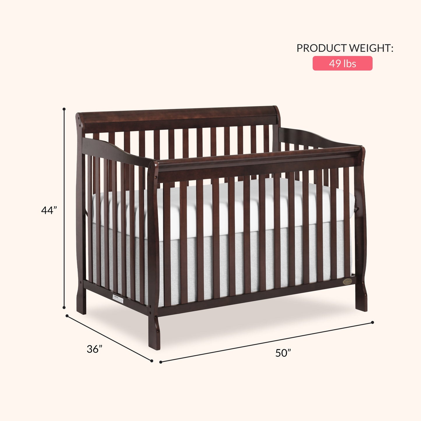 Ashton 5-In-1 Convertible Crib, Mattress Sold Separately, Greenguard Gold and JPMA Certified