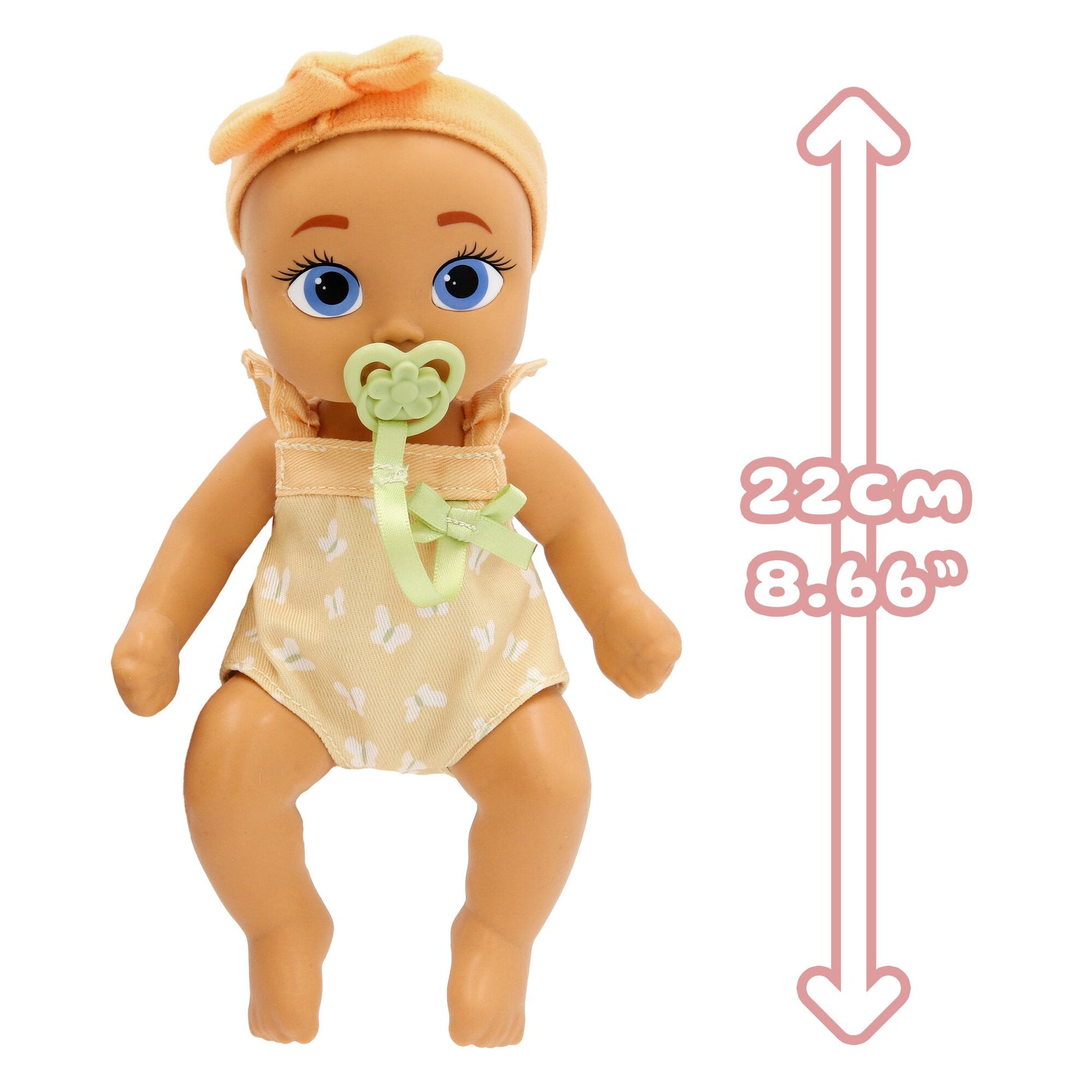 Mini Rowan Realistic Doll, Soft Skin, Yellow Outfit, 9-Inch Tall, 18M+