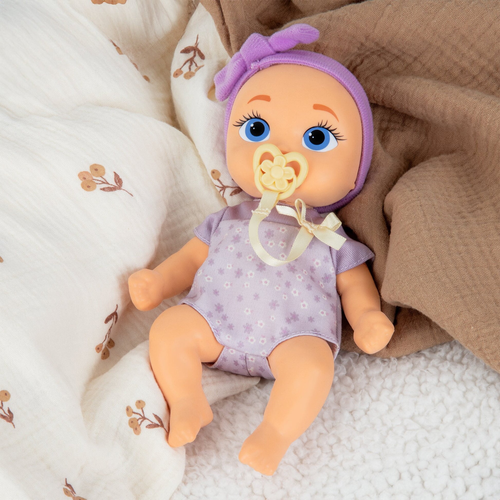 Mini Jessie Realistic Doll, Soft Skin, Lilac Outfit, 9-Inch Tall,18M+