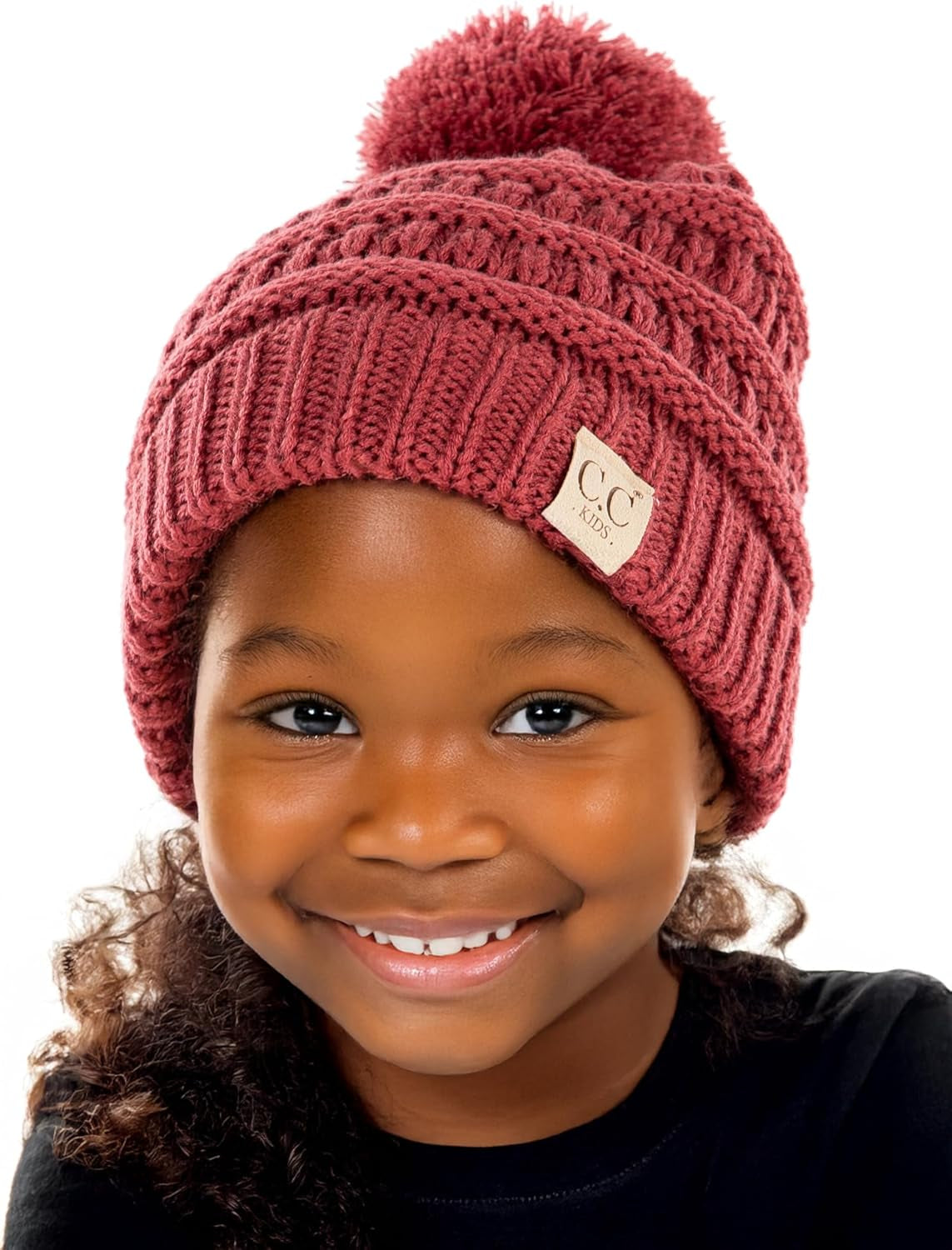Cozy Toddler Cable Knit Pom Beanie - Warm Winter Hat for Kids