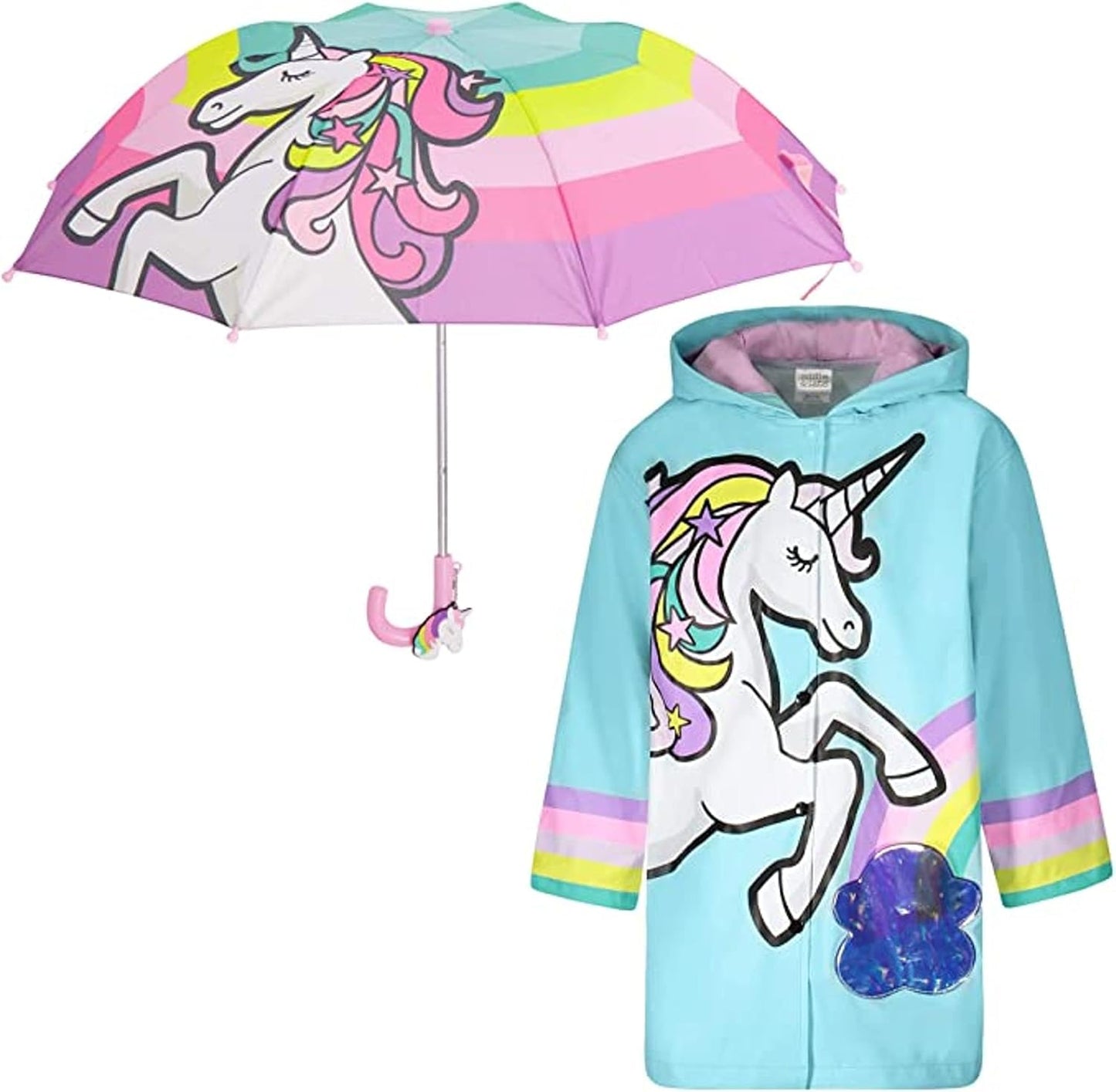 Kids Umbrella & Rain Coats Set - for Girls and Boys 3-9Y  