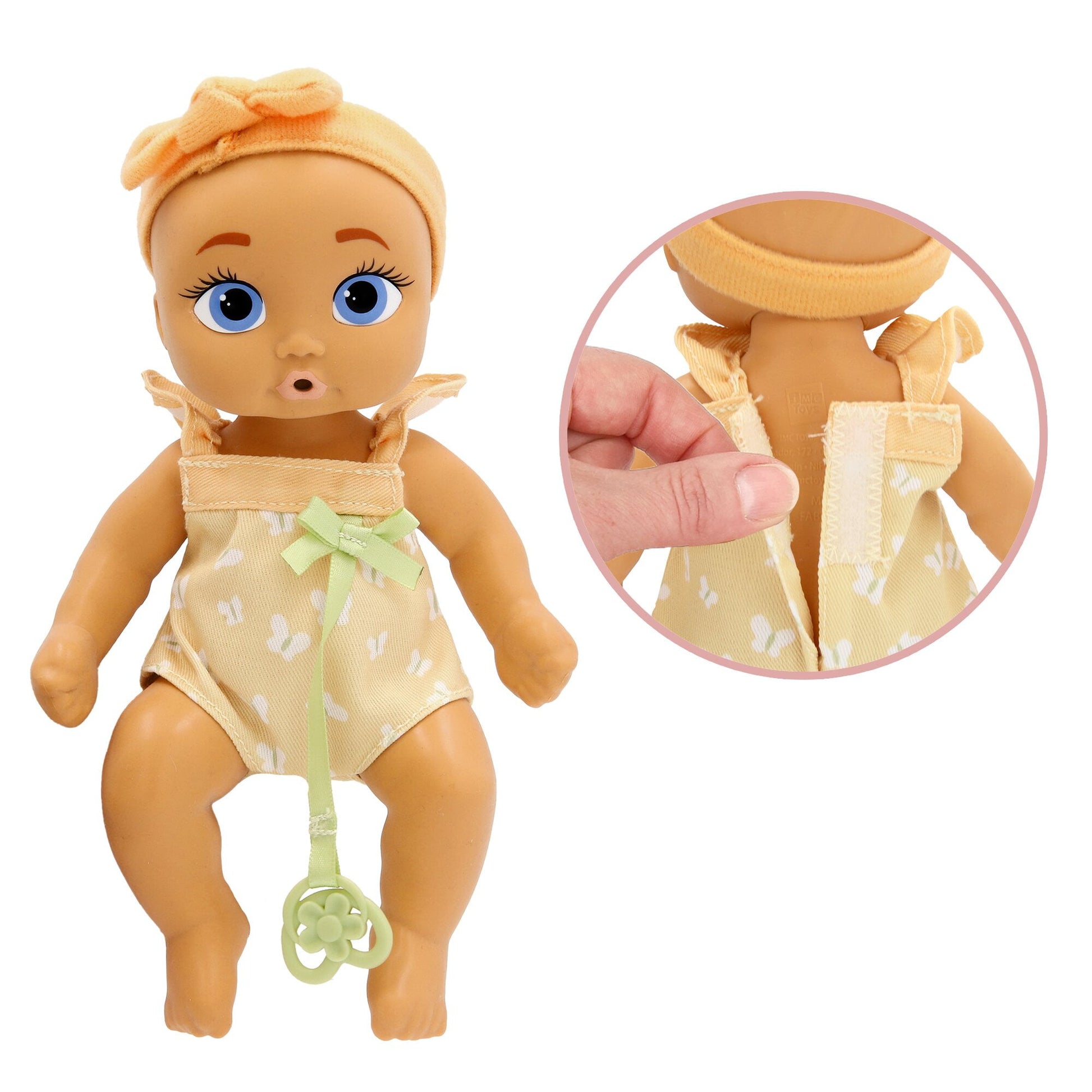 Mini Rowan Realistic Doll, Soft Skin, Yellow Outfit, 9-Inch Tall, 18M+